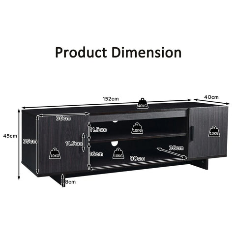 Elegant and Spacious Wooden TV Cabinet with 2 Cabinets and Ample Storage