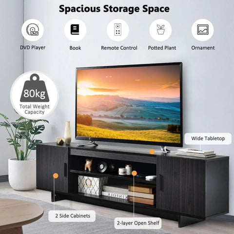 Elegant and Spacious Wooden TV Cabinet with 2 Cabinets and Ample Storage