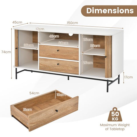 Rustic Inspired and Spacious Buffet Sideboard with Storage Shelf