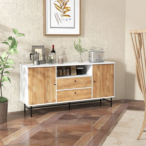 Rustic Inspired and Spacious Buffet Sideboard with Storage Shelf