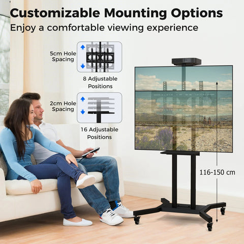 Minimalist Movable TV Cart with Height-Adjustable Design and Lockable Wheels