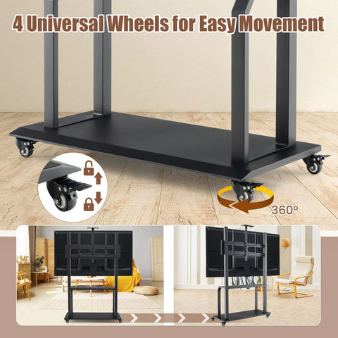 Minimalist and Spacious TV Cart with Adjustable Bracket and Wheels