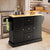 Sleek and Modern Island Cart with Rubberwood Countertop and Movable Wheels
