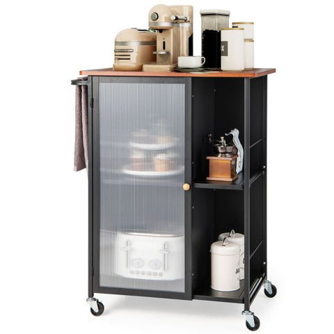 Unique and Stylish Mobile Serving Cart with Compact Design in Black