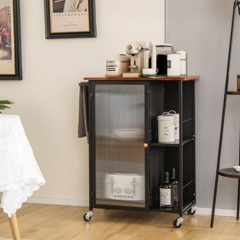 Unique and Stylish Mobile Serving Cart with Compact Design in Black