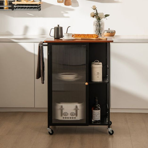 Unique and Stylish Mobile Serving Cart with Compact Design in Black