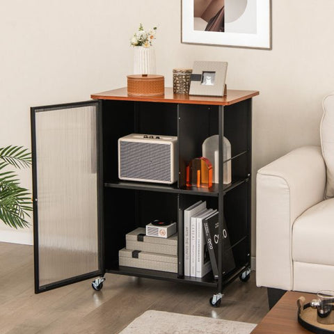 Unique and Stylish Mobile Serving Cart with Compact Design in Black