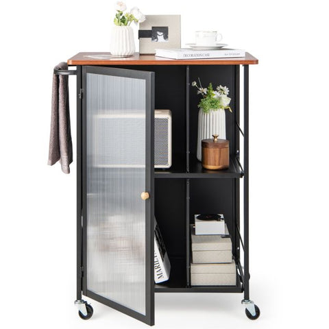 Unique and Stylish Mobile Serving Cart with Compact Design in Black