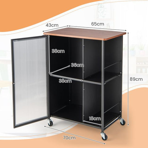 Unique and Stylish Mobile Serving Cart with Compact Design in Black