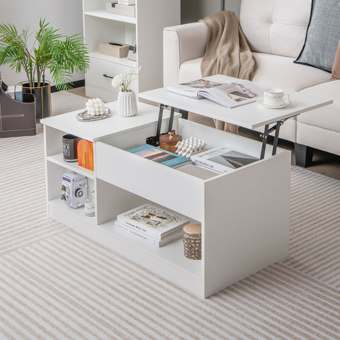 Practical and Stylish Coffee Table with Lift Mechanism and Multiple Compartments