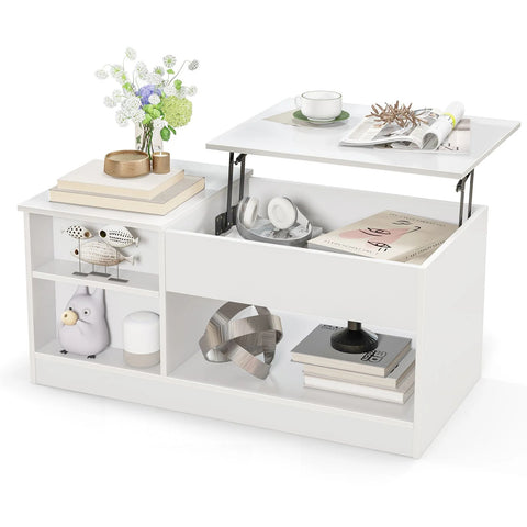 Practical and Stylish Coffee Table with Lift Mechanism and Multiple Compartments