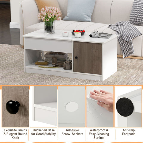 Practical and Stylish Coffee Table with Lift Mechanism and Multiple Compartments