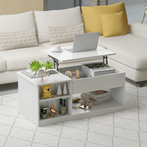 Practical and Stylish Coffee Table with Lift Mechanism and Multiple Compartments