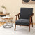 Homely Lean Back Armchair with Rubber Wood Frame in Grey