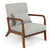 Homely Lean Back Armchair with Rubber Wood Frame and Pillow