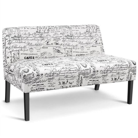 Black and White Handwriting 2 Seater Sofa in 127cm Length