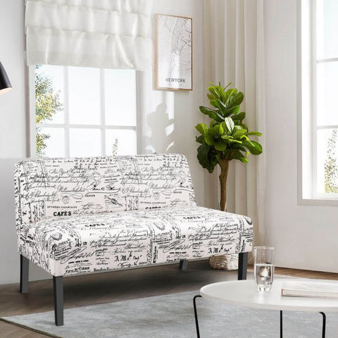 Black and White Handwriting 2 Seater Sofa in 127cm Length