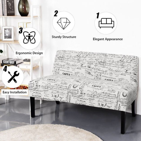 Black and White Handwriting 2 Seater Sofa in 127cm Length