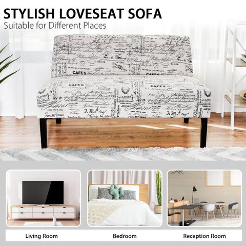 Black and White Handwriting 2 Seater Sofa in 127cm Length