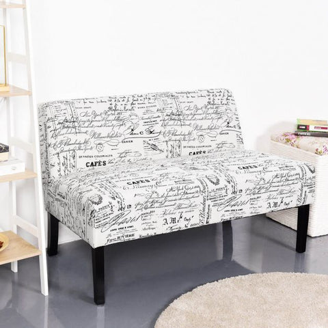 Black and White Handwriting 2 Seater Sofa in 127cm Length