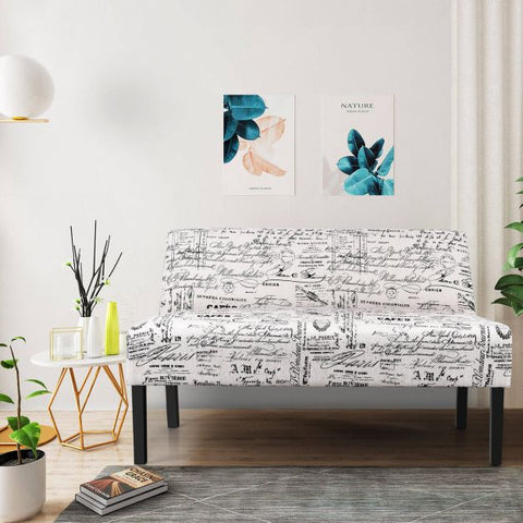 Black and White Handwriting 2 Seater Sofa in 127cm Length