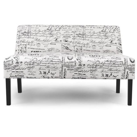 Black and White Handwriting 2 Seater Sofa in 127cm Length