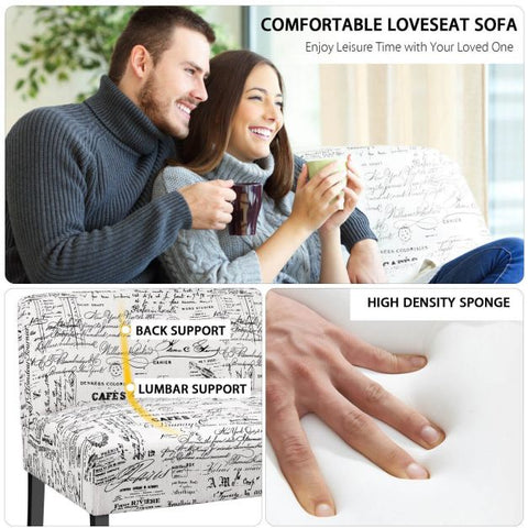 Black and White Handwriting 2 Seater Sofa in 127cm Length