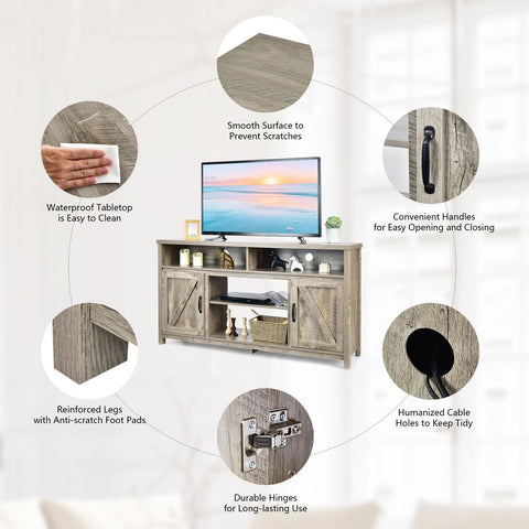 Rustic Farmhouse style Spacious TV Cabinet with 65 inch TV Capacity