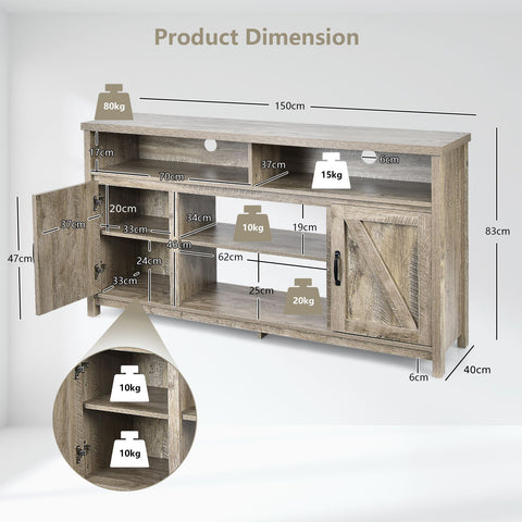 Rustic Farmhouse style Spacious TV Cabinet with 65 inch TV Capacity