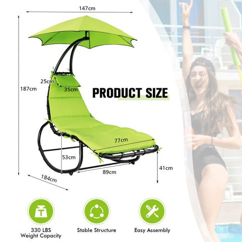 Garden Rocking Hammock with Steel Frame and Waterproof Canopy