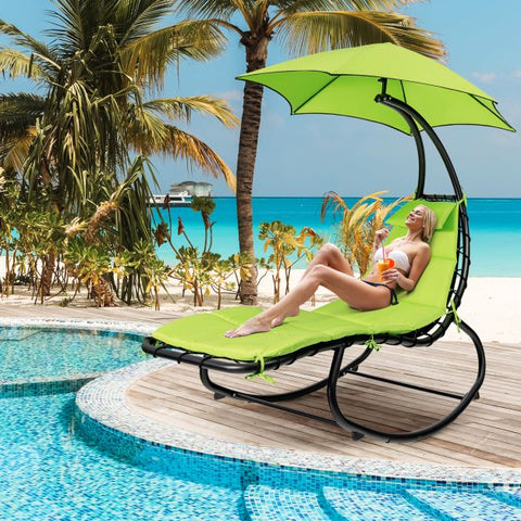 Garden Rocking Hammock with Steel Frame and Waterproof Canopy