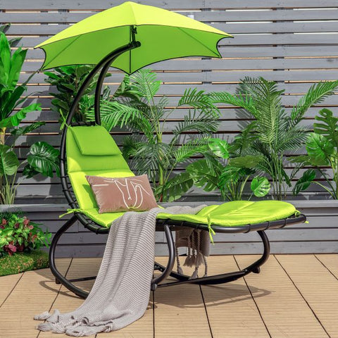 Garden Rocking Hammock with Steel Frame and Waterproof Canopy