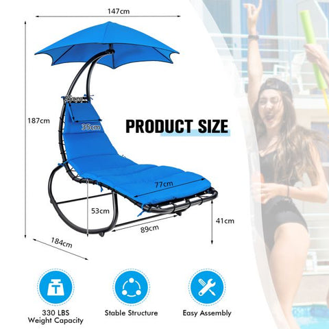 Garden Rocking Hammock with Steel Frame and Waterproof Canopy