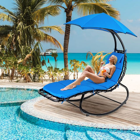 Garden Rocking Hammock with Steel Frame and Waterproof Canopy