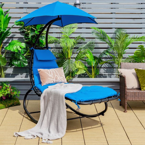 Garden Rocking Hammock with Steel Frame and Waterproof Canopy