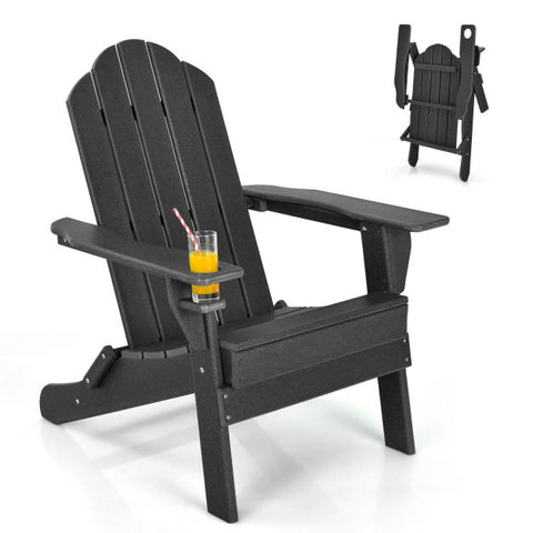 Garden All-Weather Adirondack Chair with Foldable Design and Cup Holder