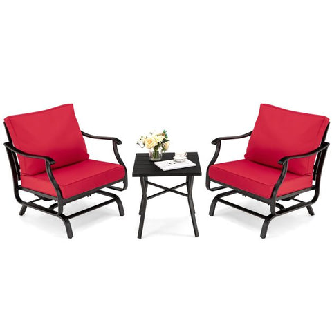 Vantage Garden Furniture Set with Coffee Table and Rocking Chairs in Red