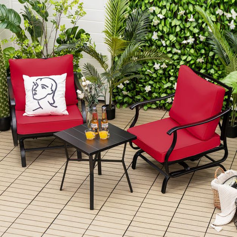 Vantage Garden Furniture Set with Coffee Table and Rocking Chairs in Red