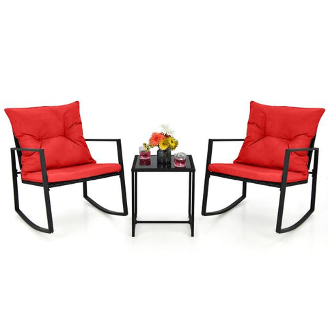 Garden Furniture Set with Coffee Table and Rocking Chairs in Blue