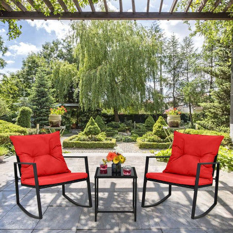 Garden Furniture Set with Coffee Table and Rocking Chairs in Blue