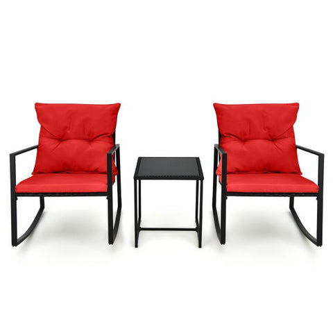 Garden Furniture Set with Coffee Table and Rocking Chairs in Blue