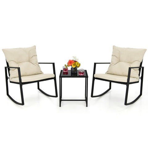 Garden Furniture Set with Coffee Table and Rocking Chairs in Blue