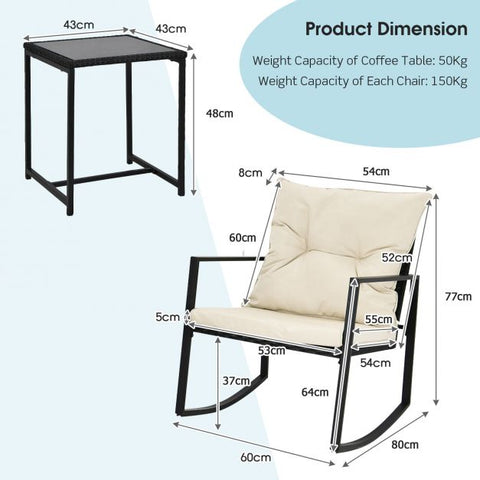 Garden Furniture Set with Coffee Table and Rocking Chairs in Blue