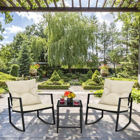 Garden Furniture Set with Coffee Table and Rocking Chairs in Blue