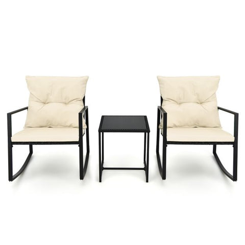 Garden Furniture Set with Coffee Table and Rocking Chairs in Blue