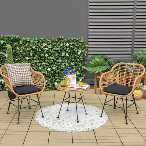 Millennium Wicker Garden Furniture Set with Cushioned Chairs and Tempered Glass Table