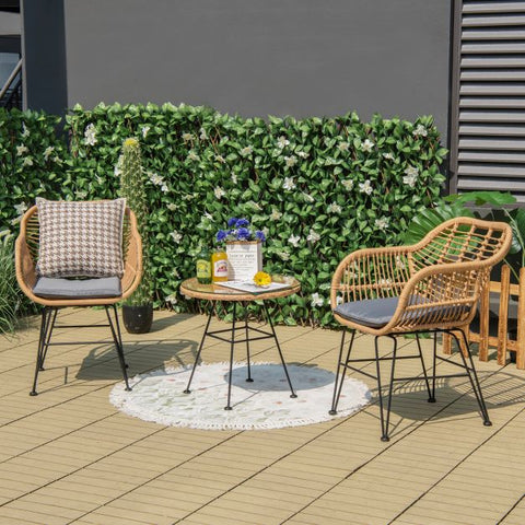 Millennium Wicker Garden Furniture Set with Cushioned Chairs and Tempered Glass Table