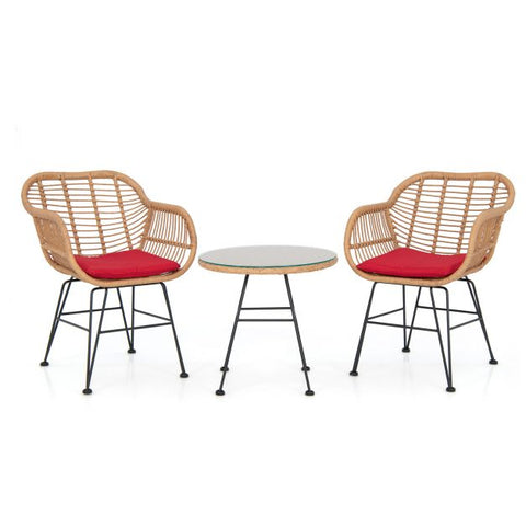 Millennium Wicker Garden Furniture Set with Cushioned Chairs and Tempered Glass Table