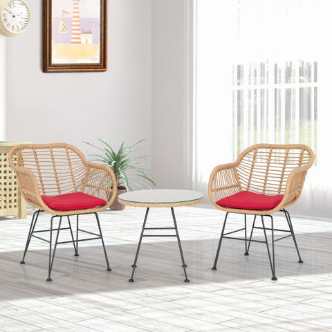 Millennium Wicker Garden Furniture Set with Cushioned Chairs and Tempered Glass Table