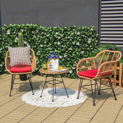 Millennium Wicker Garden Furniture Set with Cushioned Chairs and Tempered Glass Table